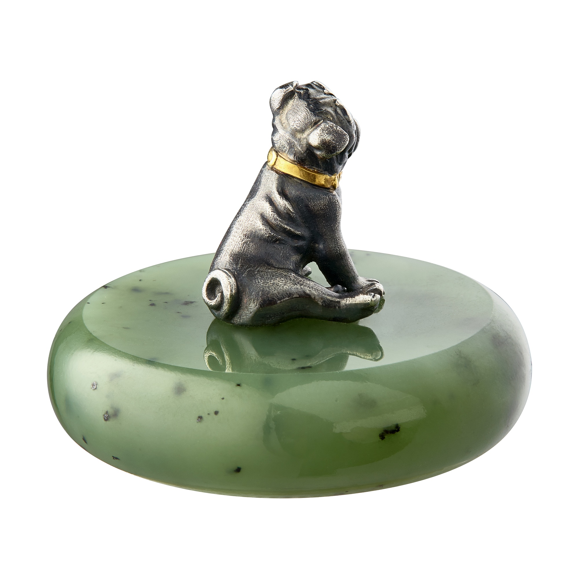Souvenir «Pug», collection Symbol of the Year, MOISEIKIN, Nephrite, Rubys, SV925 Silver | Photo 3