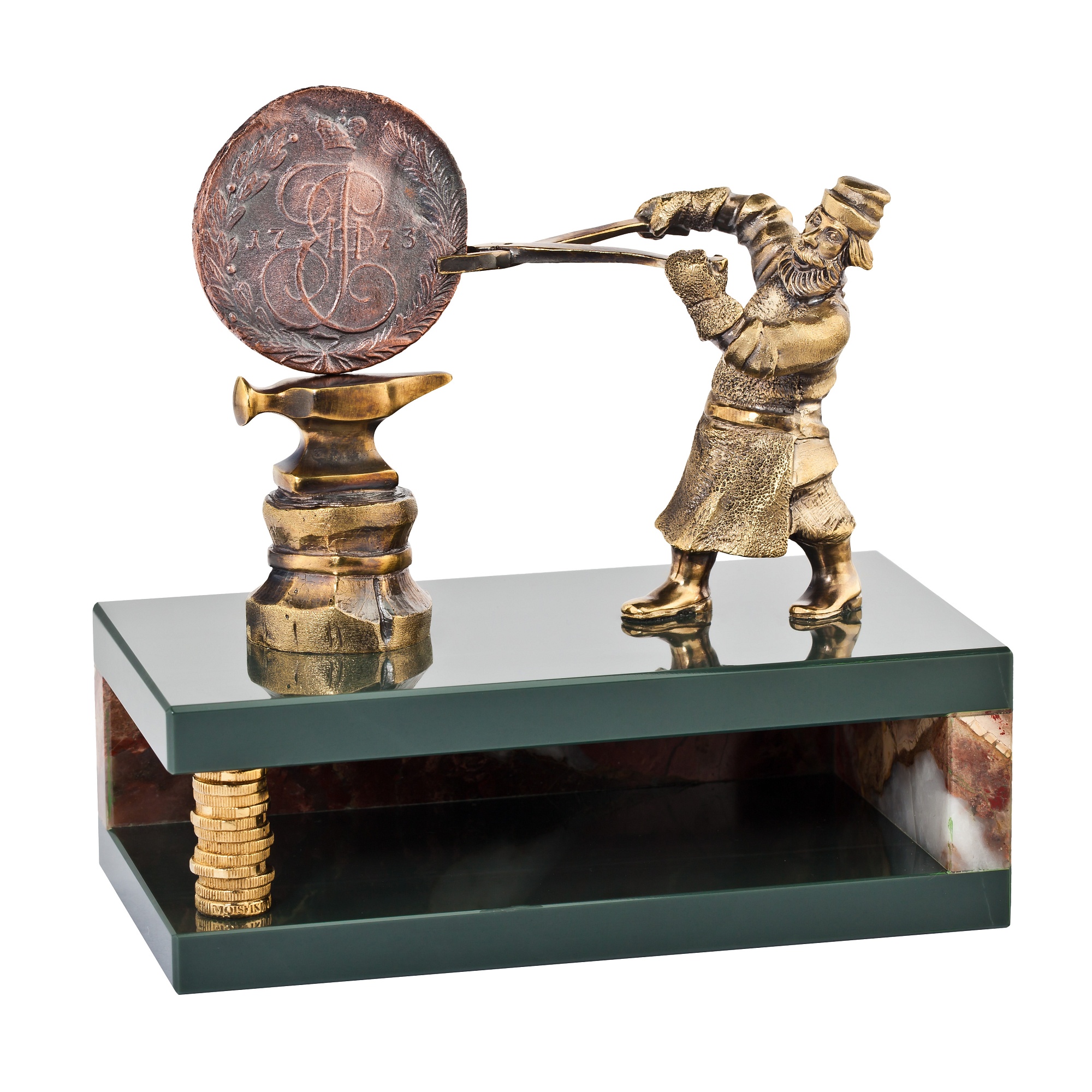 Desk Set / Accessory «Master», collection Money Mokes Money, MOISEIKIN, Jasper, Bronze, Copper