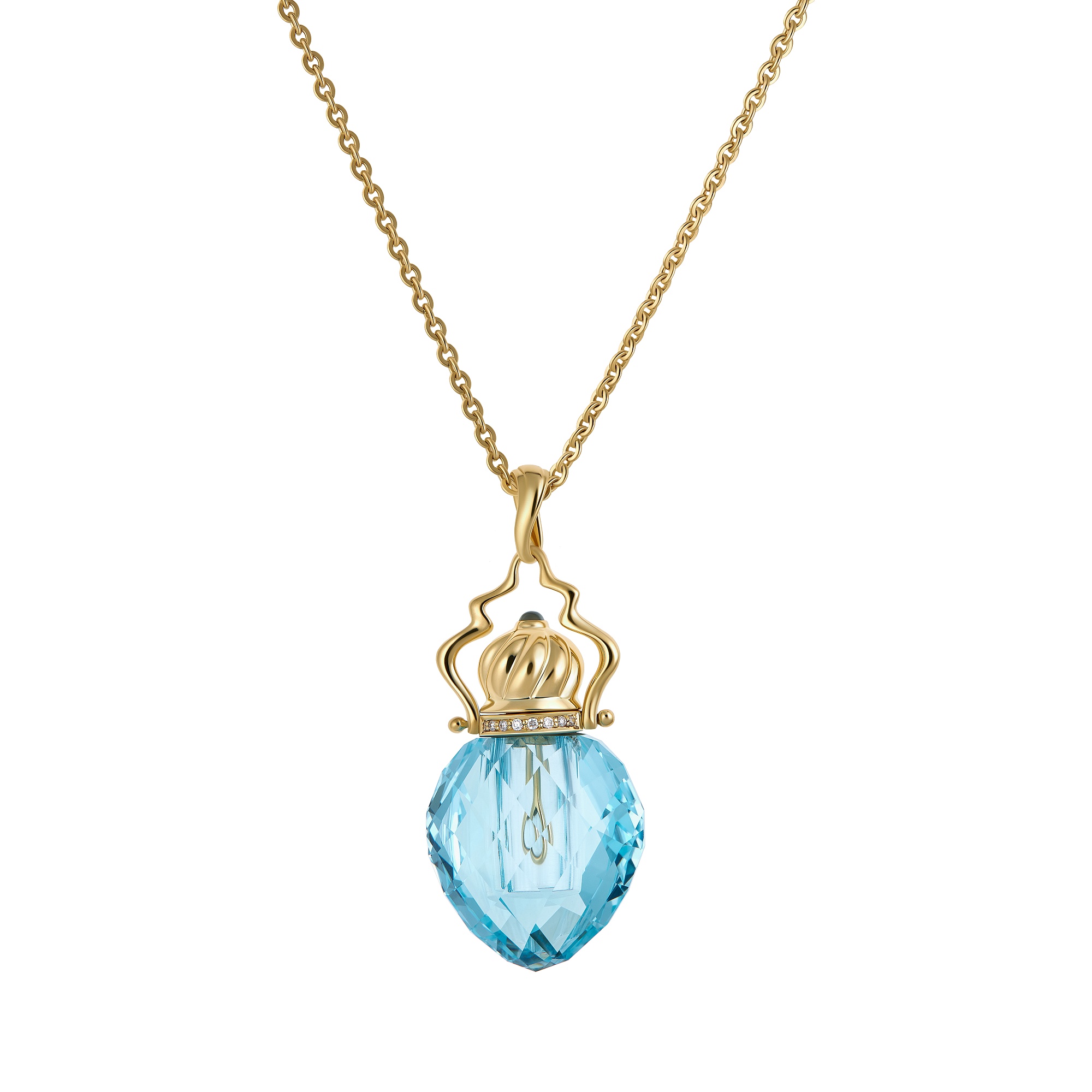 Necklace «Perfume Bottle Pendant», MOISEIKIN, Topaz, Diamonds, 18K Gold | Photo 1
