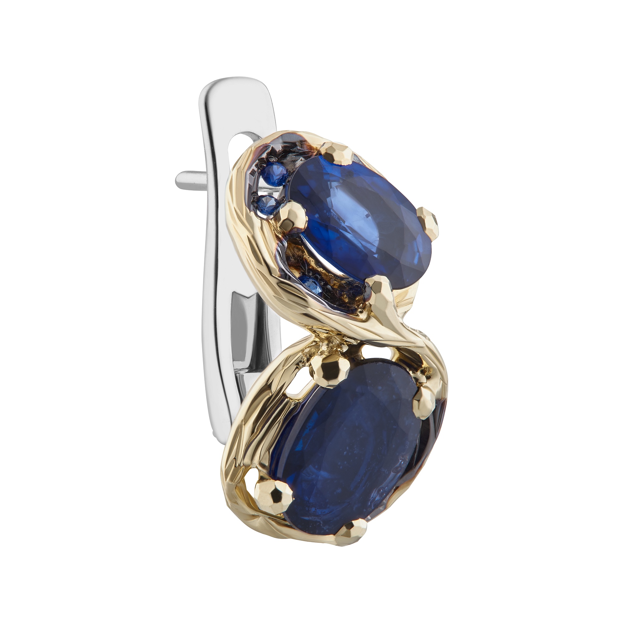 Earrings «Starry Night», collection VINCENT, MOISEIKIN, Sapphires, Diamonds, 14K Gold | Photo 2
