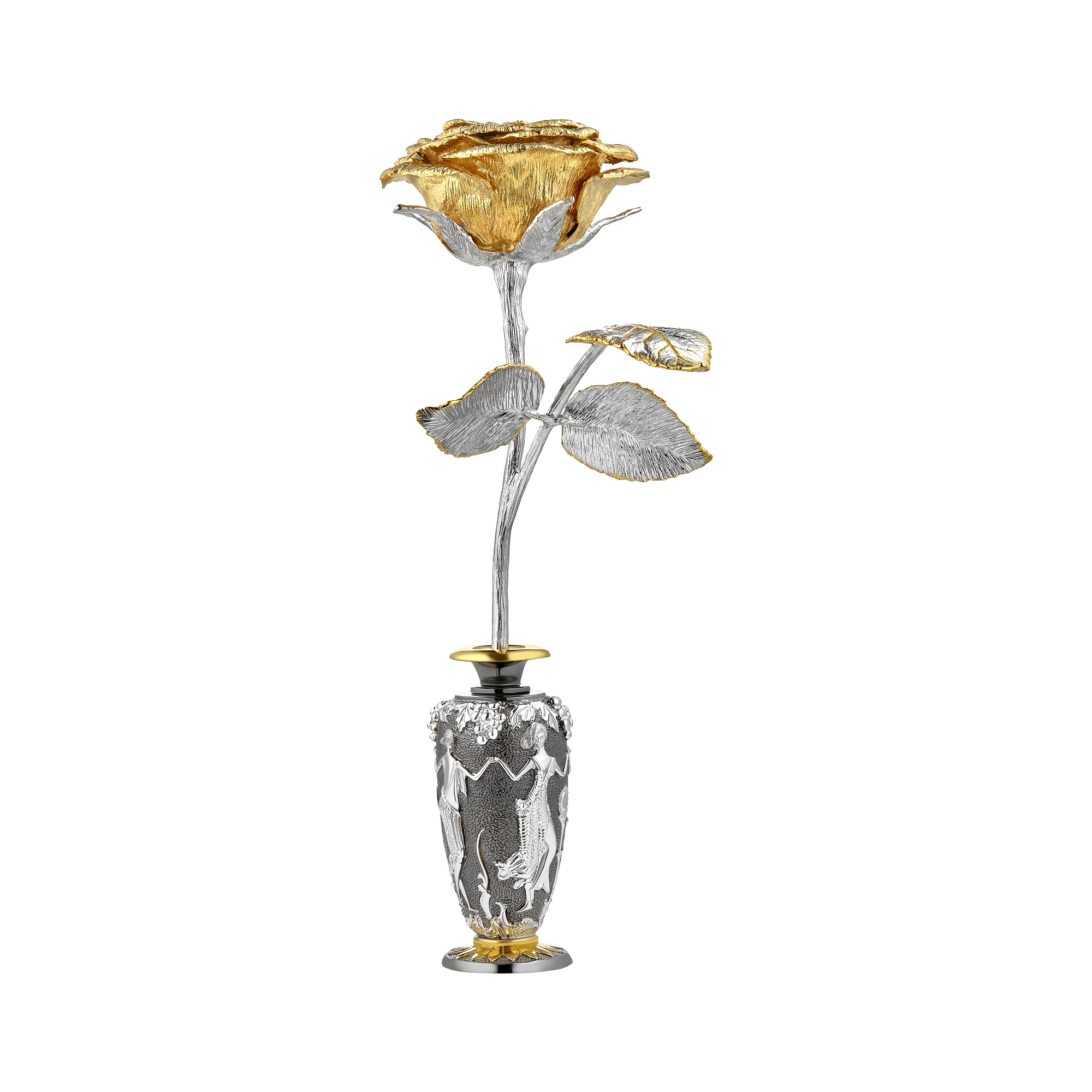 Флоральная миниатюра «Роза в серебряной вазе», MOISEIKIN, серебро 925 проба | Фото 2