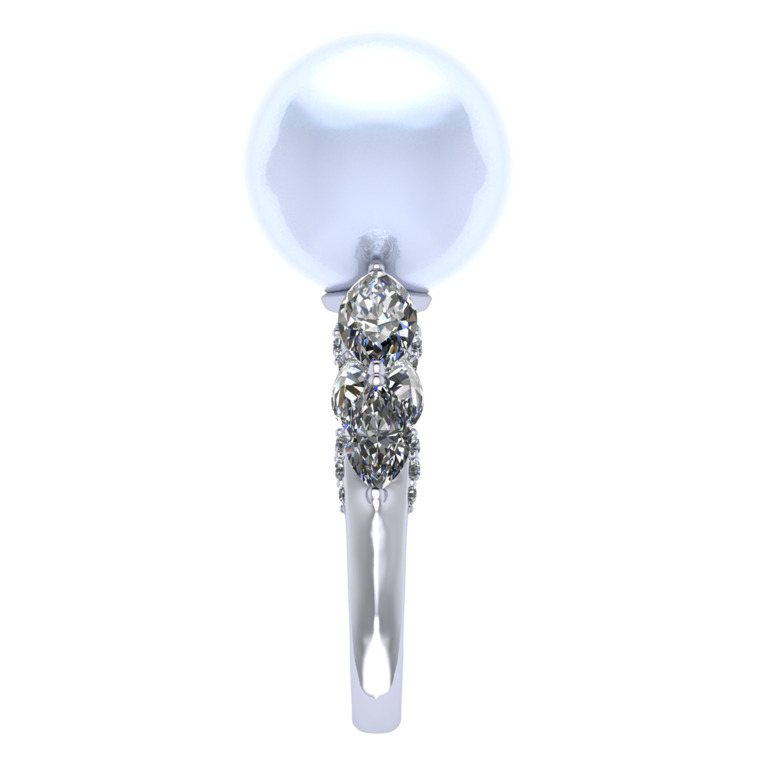 Ring collection Harmony of water, MOISEIKIN, Diamonds, Pearl, 18K White Gold | Photo 4
