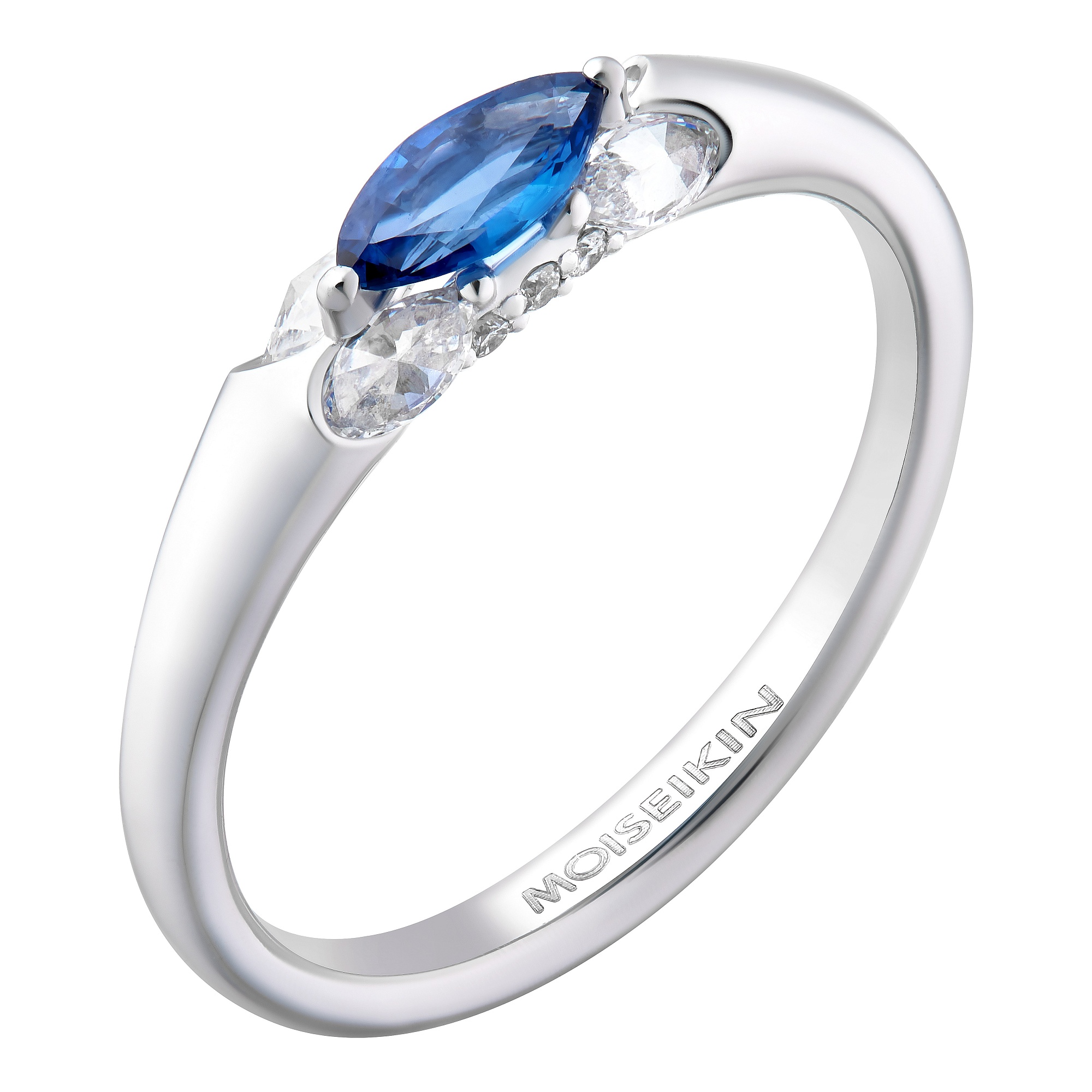 Ring collection Harmony of water, MOISEIKIN, Sapphire, Diamonds, White Gold | Photo 1