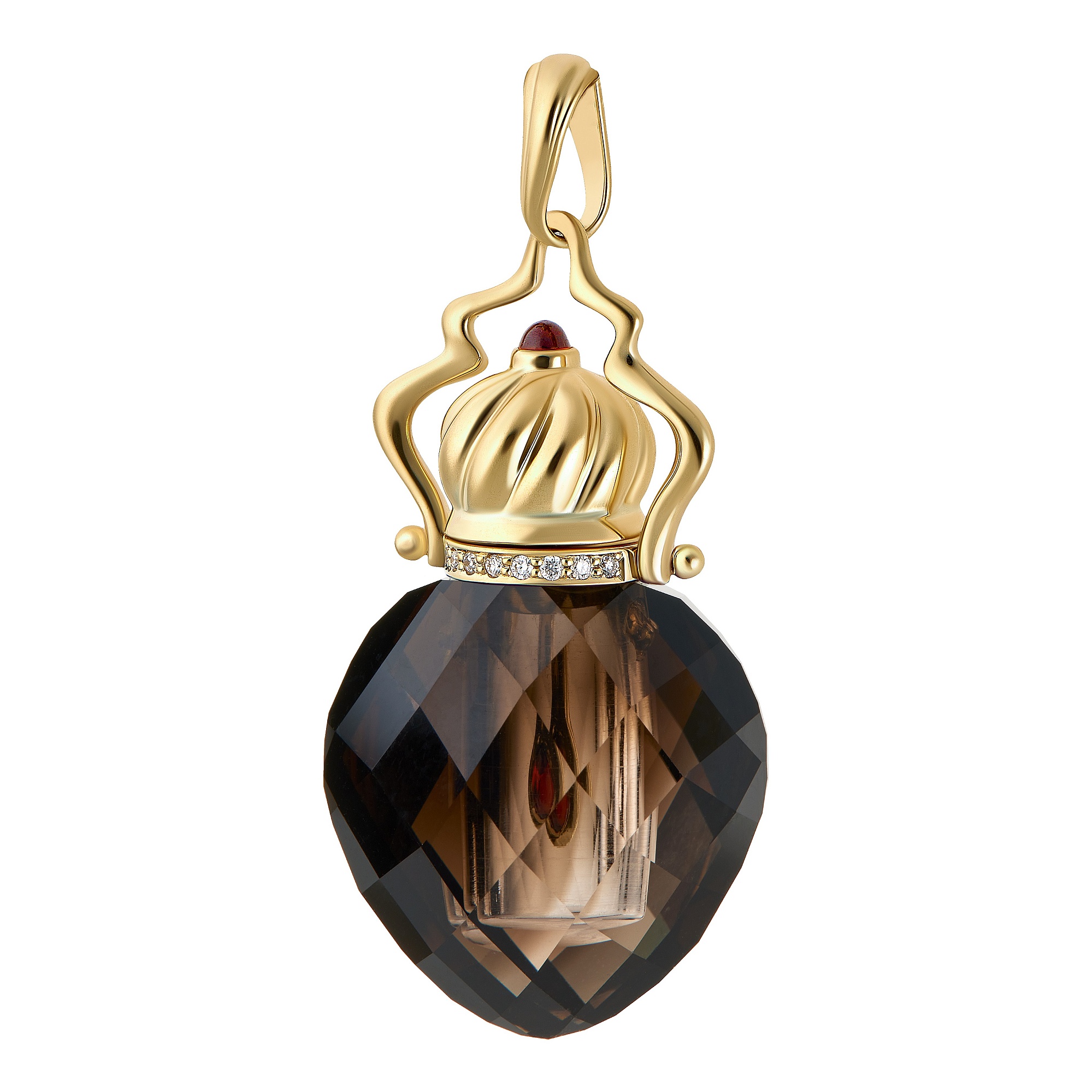 Necklace «Perfume Bottle Pendant», MOISEIKIN, Quartz, Diamonds, Almandines, 18K Gold | Photo 2