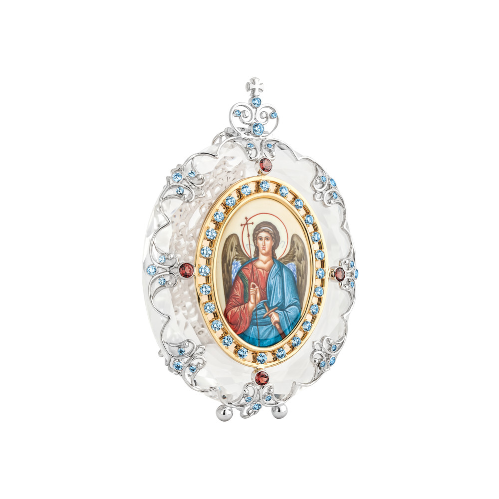 Religious Item «Crystal Icon of the Guardian-Angel», MOISEIKIN, Garnets, Quartz, Topazs, SV925 | Photo 1