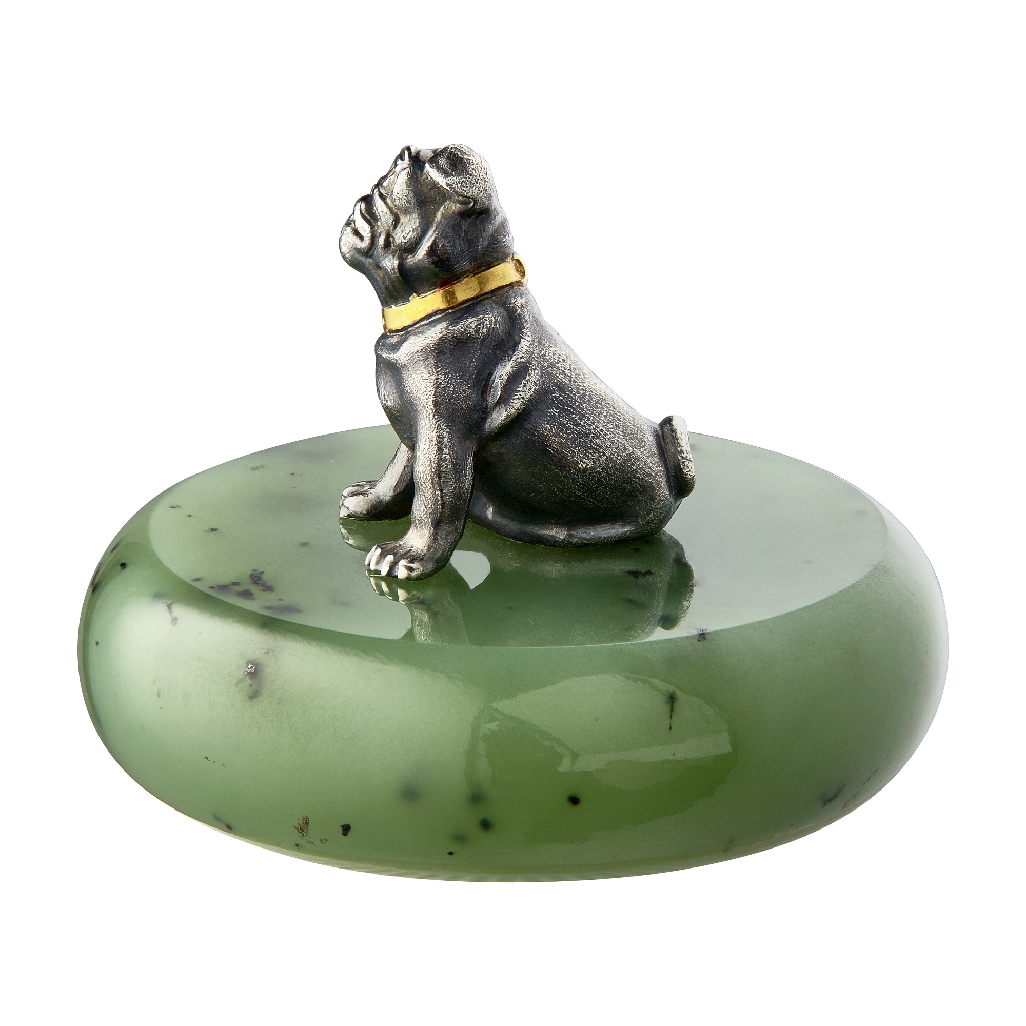 Souvenir «Pug», collection Symbol of the Year, MOISEIKIN, Nephrite, Rubys, SV925 Silver | Photo 2