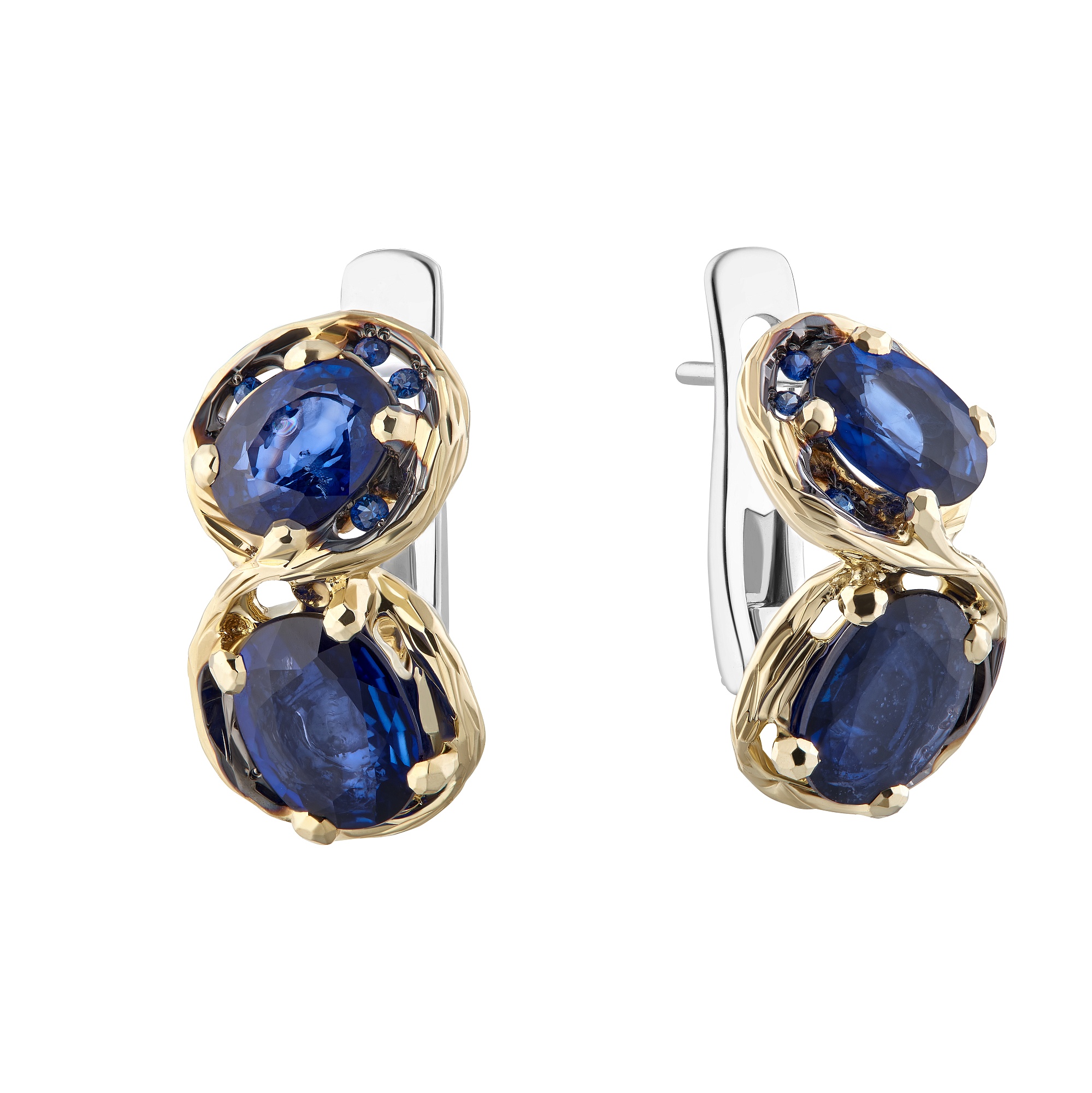 Earrings «Starry Night», collection VINCENT, MOISEIKIN, Sapphires, Diamonds, 14K Gold | Photo 1