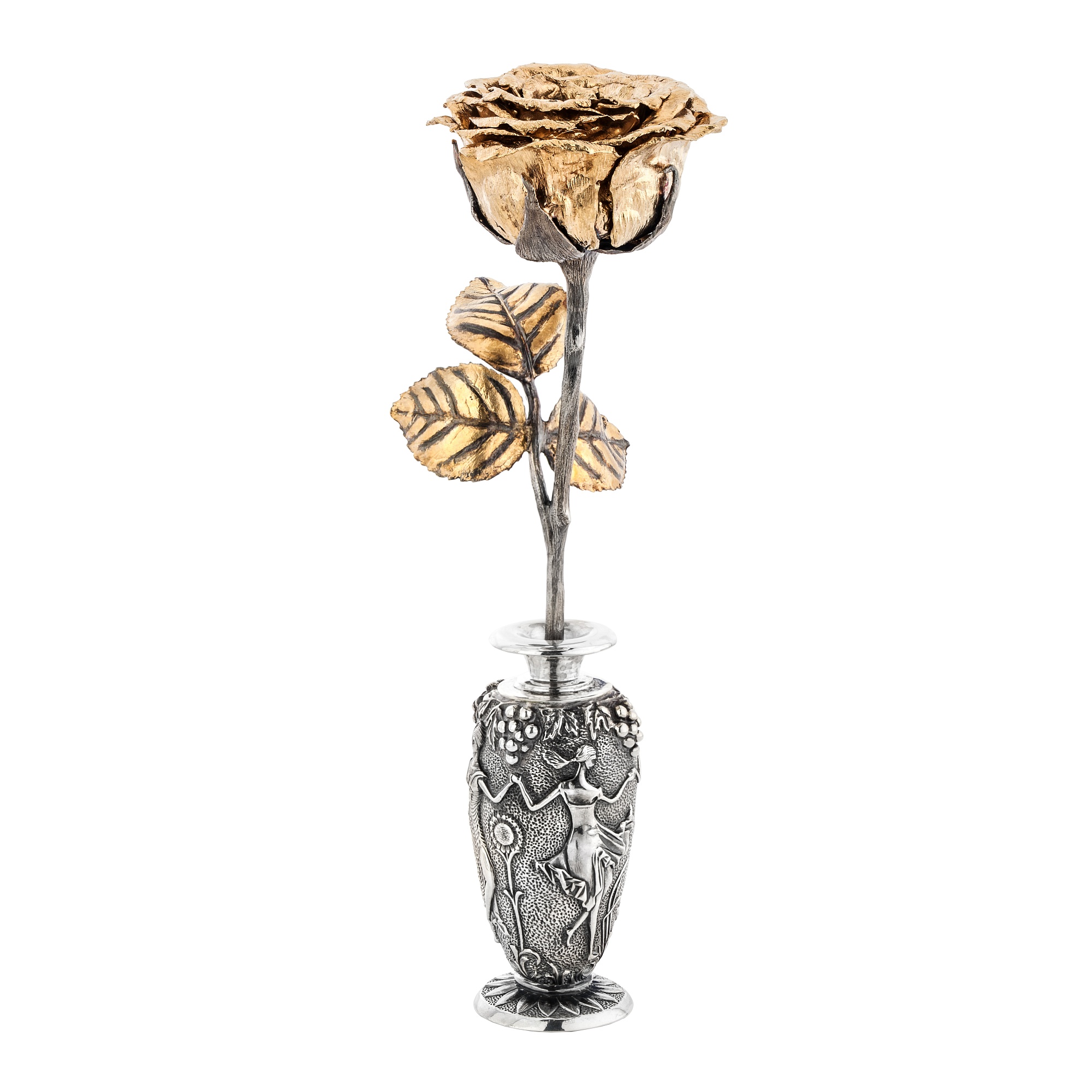Floral Miniature «Roza in Silver Vase », MOISEIKIN , SV925 Silver | Photo 1