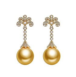 Earrings collection Baroque, LAETITIA, Diamonds, Pearl, 18K Gold | Photo 1
