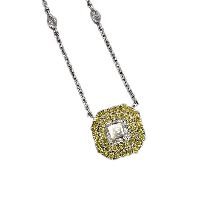 Necklace «Izumrud», collection Vesna - Leto 2023, RuslanDiamant, Diamond, 14K White Gold