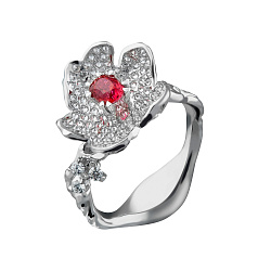 Ring collection Almond Blossom, MOISEIKIN, Spinel, Diamonds, 18K White Gold